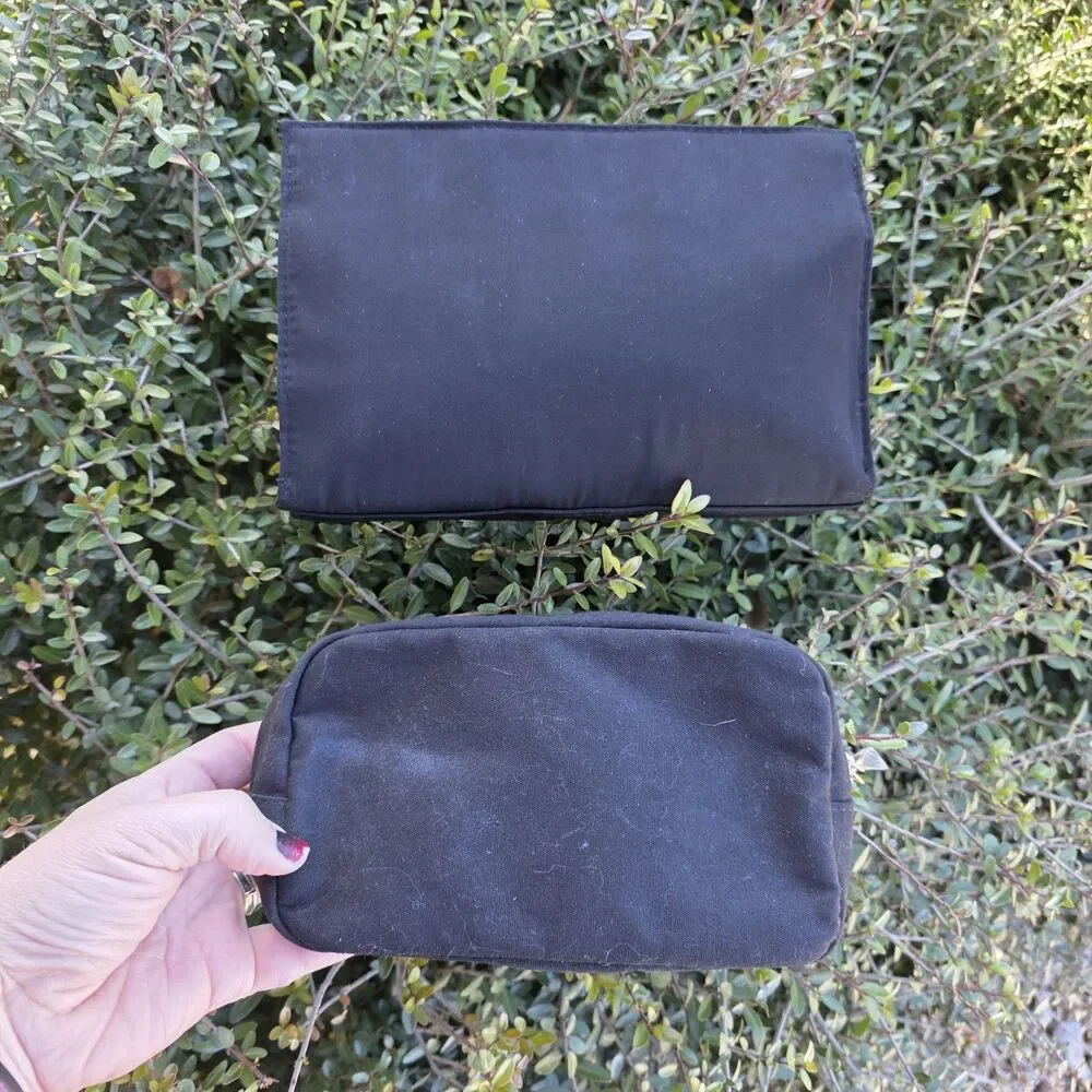 YSL BEAUTE BLACK POUCH WITH GOLD WRIST CHAIN & Zip Top Pouch - Picture 2 of 4